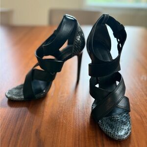 Alexander Wang Black and Gray Snakeskin Heels